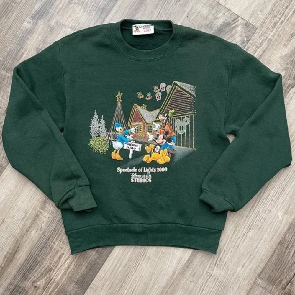 Disney Vtg MGM Studios Osborne Spectacle of Lights 2000 Sweatshirt YOUTH MED